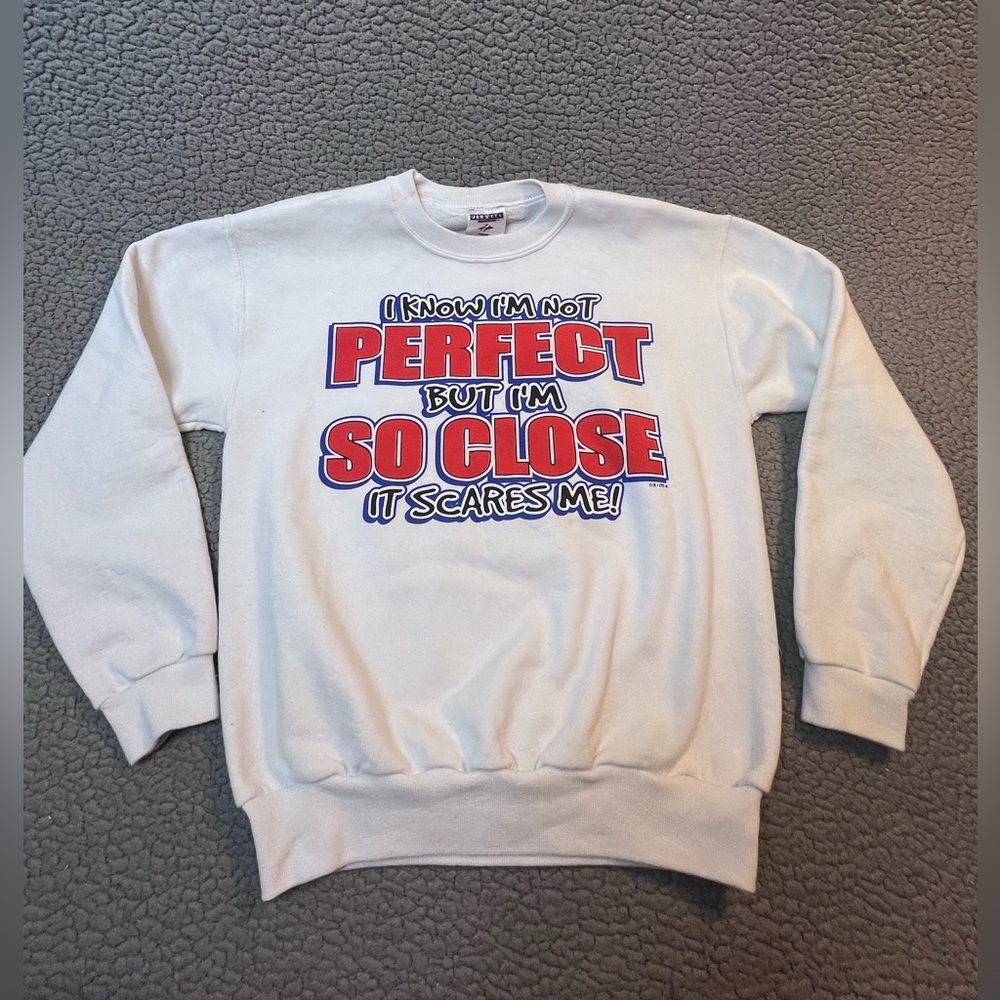 Jerzees Long Sleeve Sweatshirt Girls Size Large‎ White With GraphicPrint Vintage